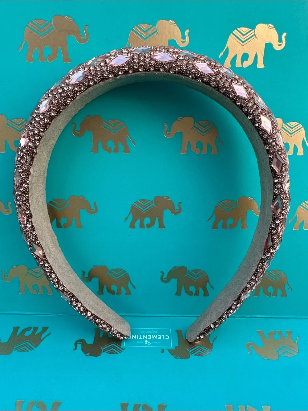 Embellished Pink Rose Gold Crystal Padded Headband